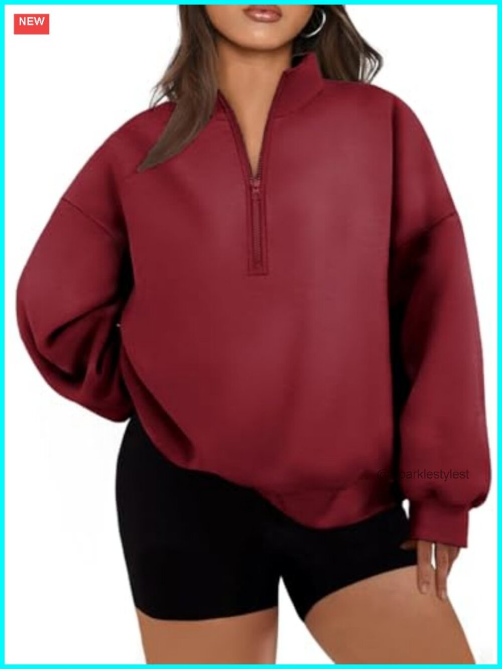 Women's Plus Size Sweatshirt Half Zip Long Sleeve Hoodie Pullover